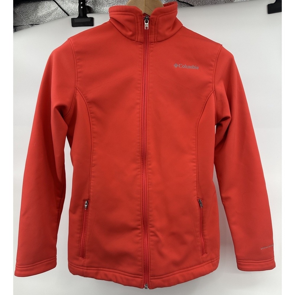 Columbia Jacket Women's Coral Orange Soft Shell Omni Shield Full Zip Zip Pockets